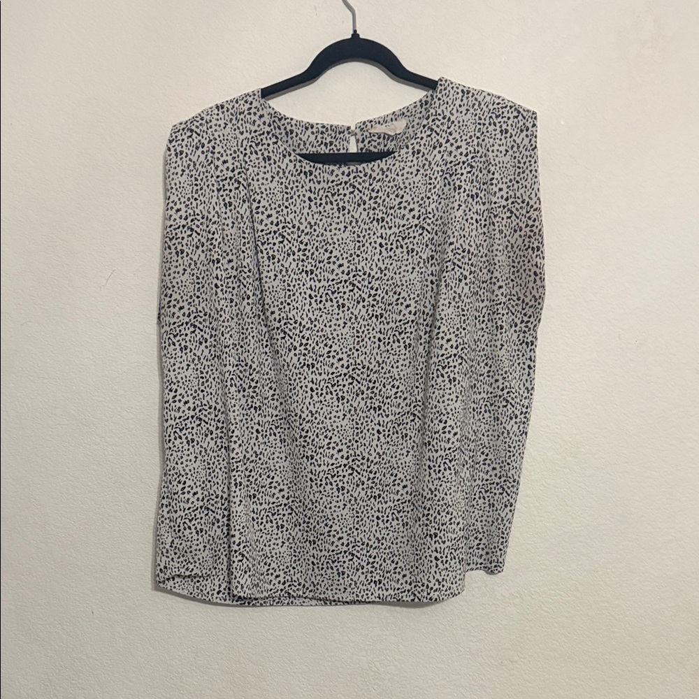 entro Black and White Speckled Long Sleeve Blouse